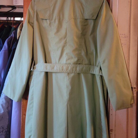 Outer Banks by Jerold Collection Vintage Light Green Womens Raincoat Trench - Picture 3 of 5